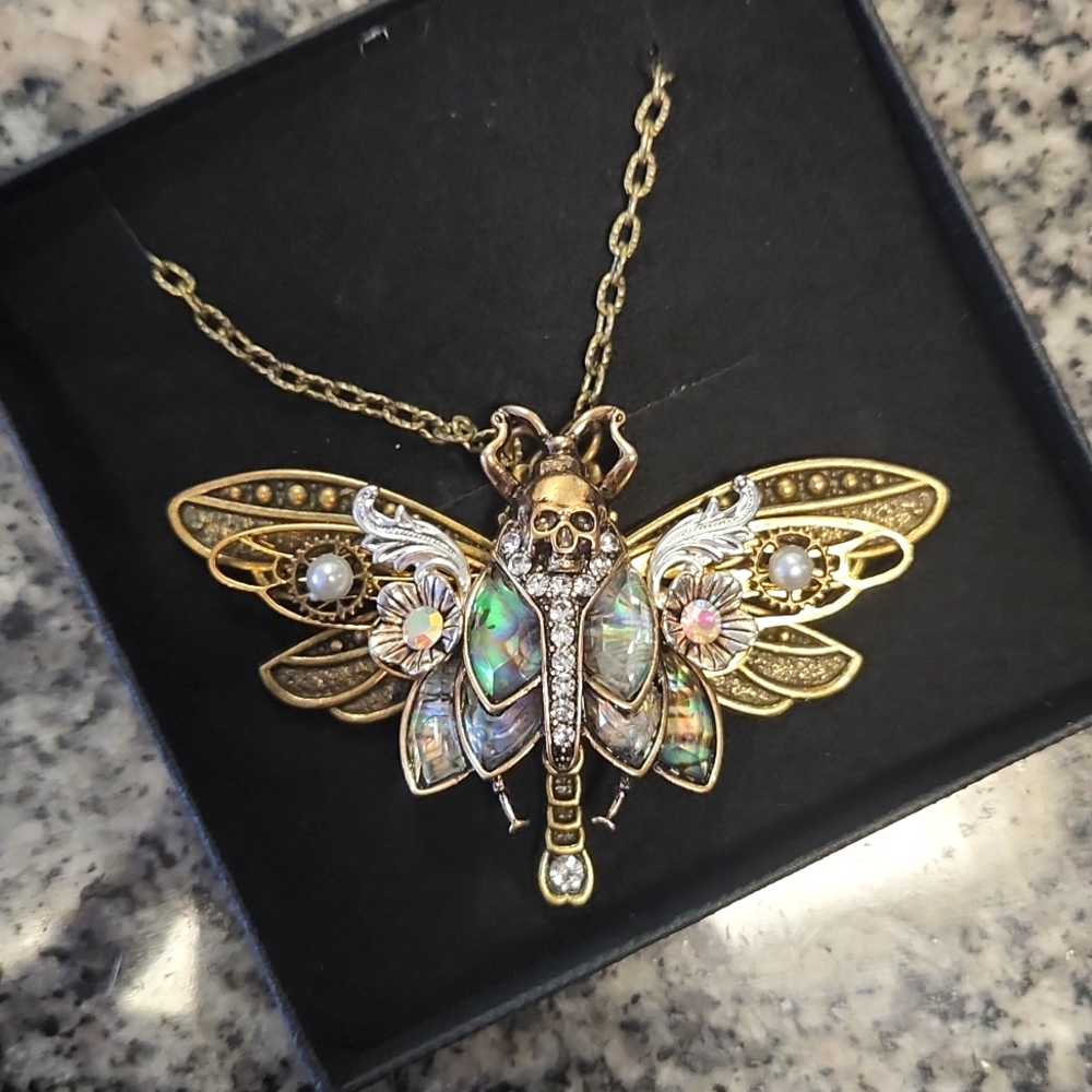 Hand Made Death Moth Necklace